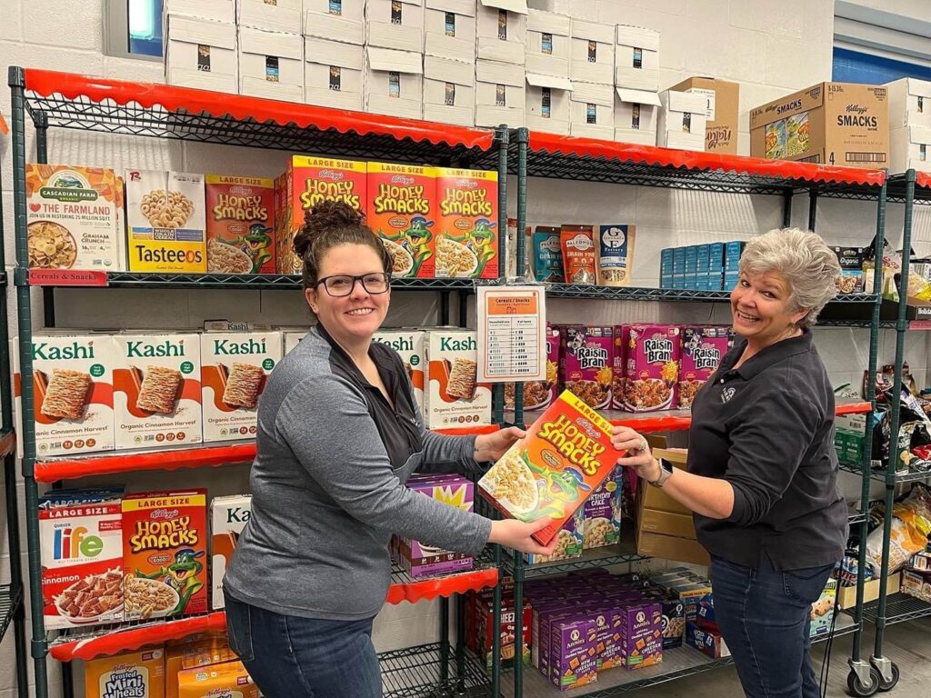 Working at the food pantry