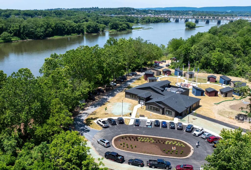 An aerial view of the VOPA campus